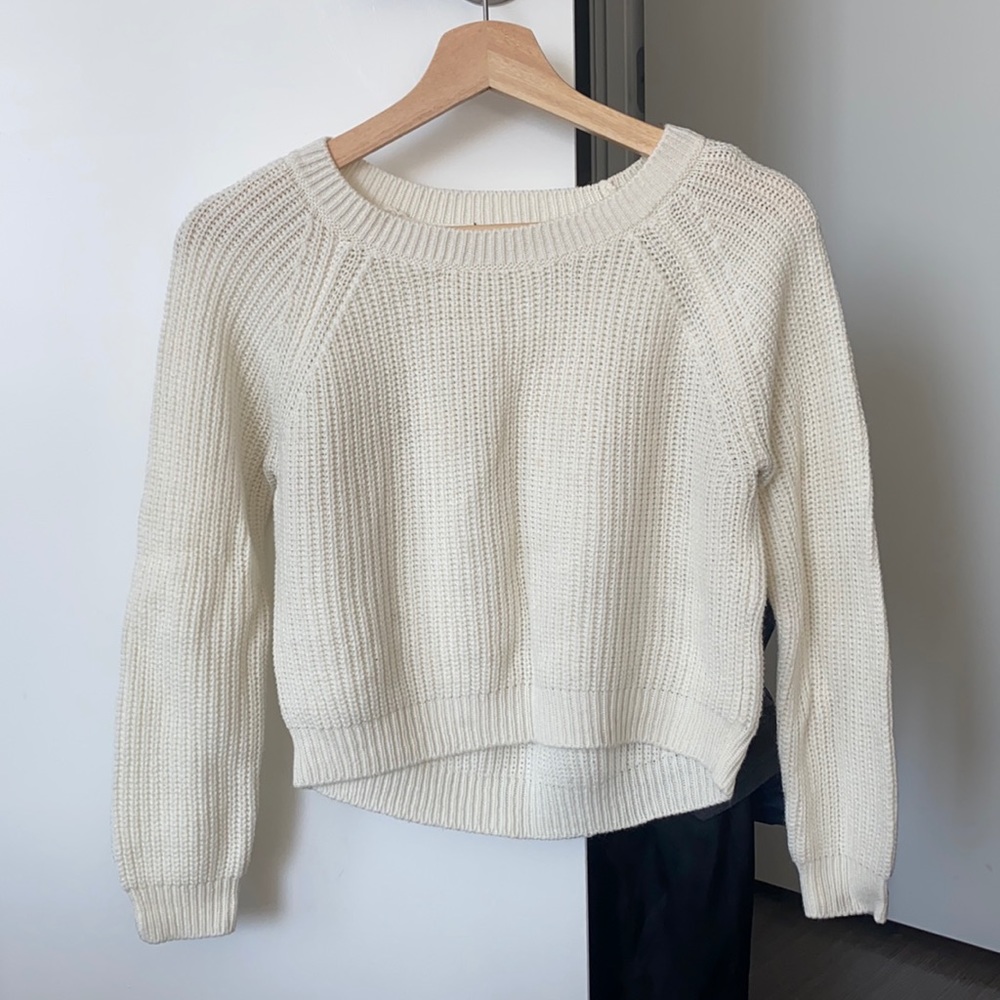 White cropped knit sweater